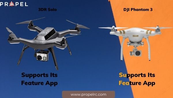 Aplicación móvil 3DR Solo frente a DJI Phantom 3