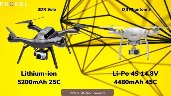 3DR Solo vs DJI Phantom 3 Battery