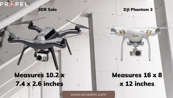 3DR Solo vs DJI Phantom 3 Dimensão