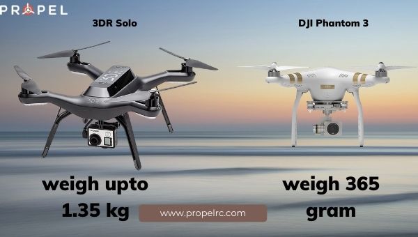 Peso 3DR Solo vs DJI Phantom 3