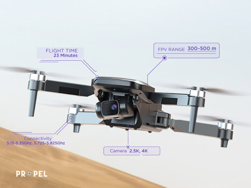 4. HS360 2.5K Camera avec Gimbal et EIS - Drone pour débutants