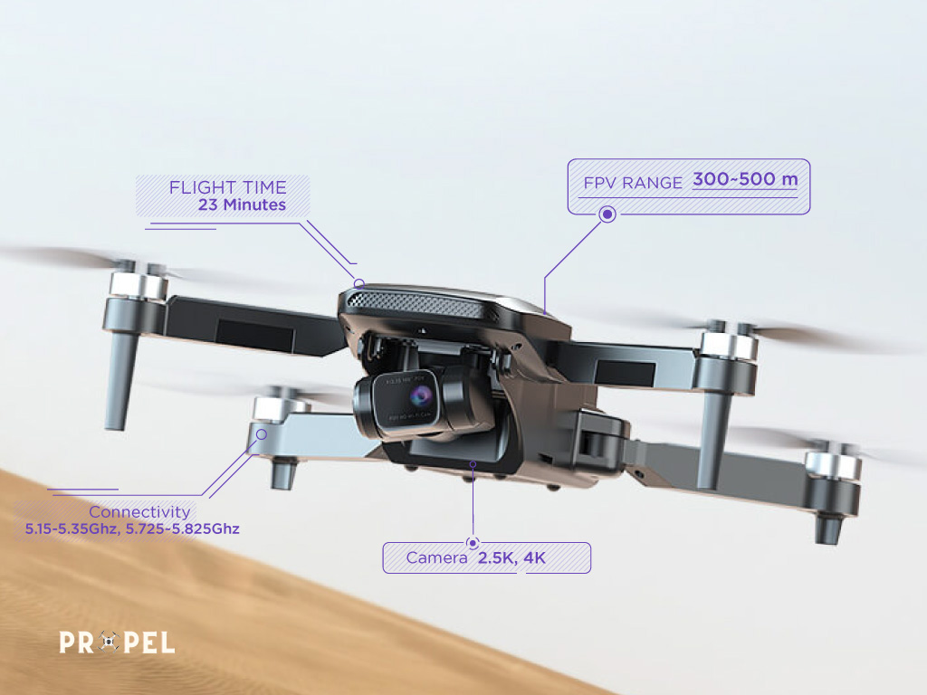 Cámara HS360 2.5K con cardán y dron para principiantes EIS