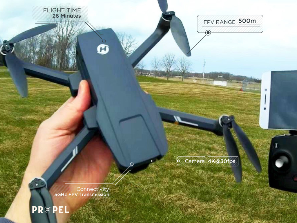 Drone EIS 4K HS720G con giunto cardanico