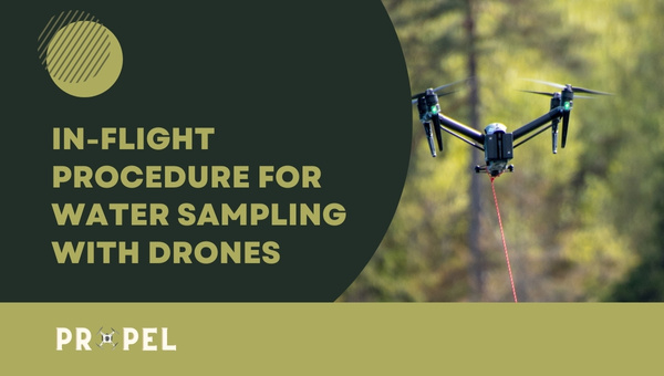 Procedimento em voo para amostragem de água com drones