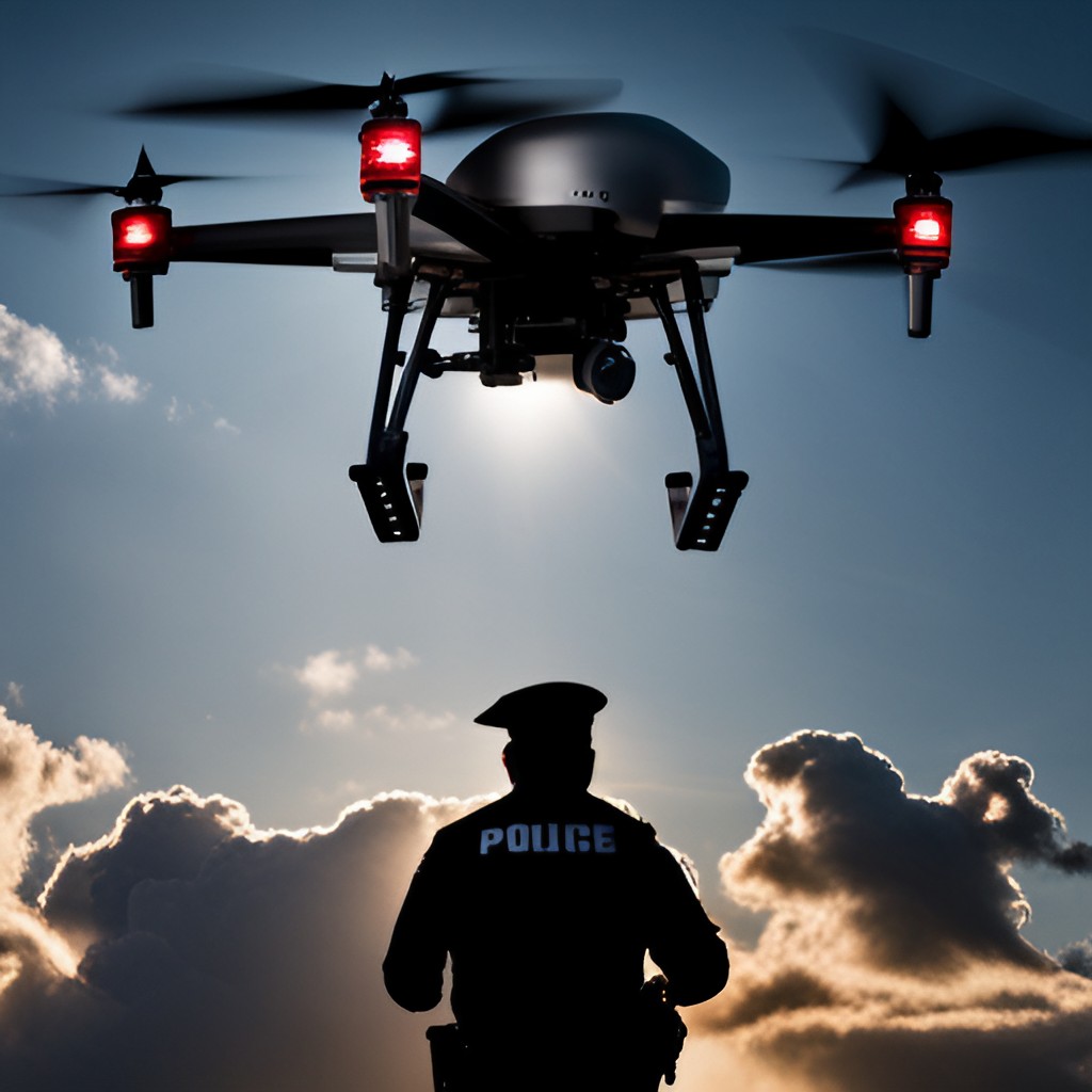 Drone capturando imágenes nocturnas