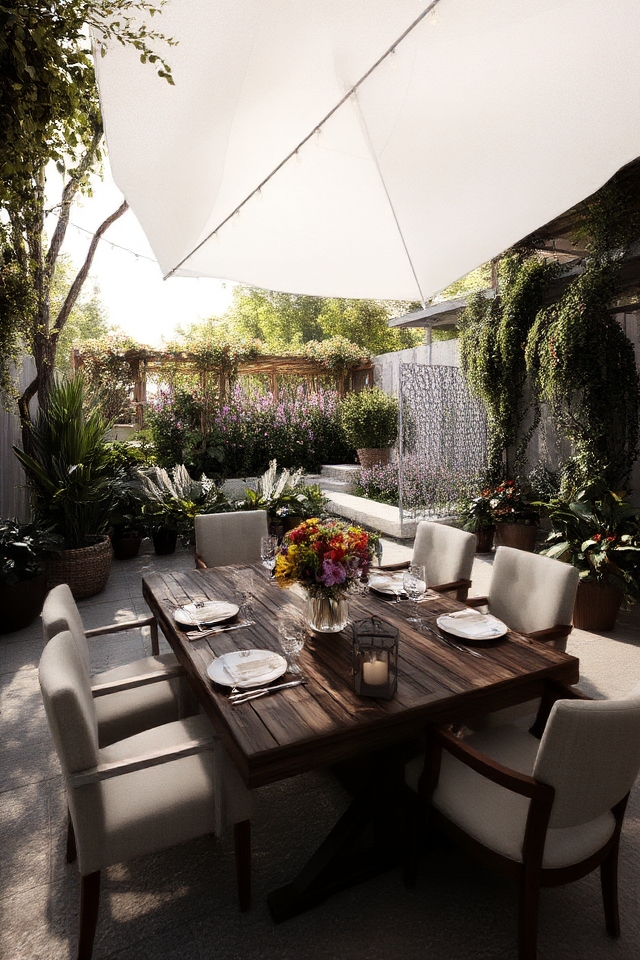 al fresco dining area setup