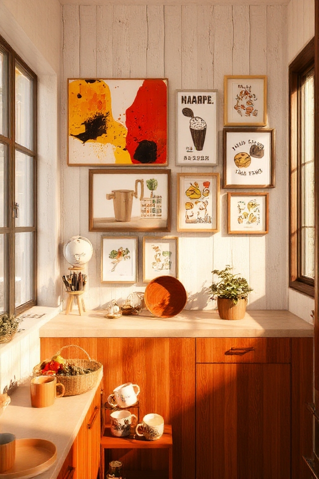 art enhances small kitchens