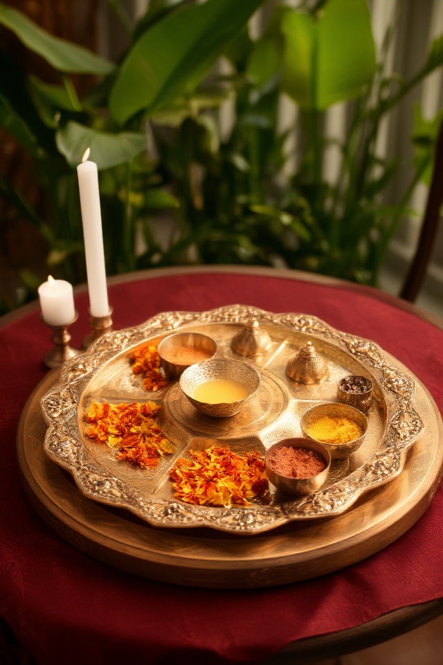 artistic traditional worship thalis