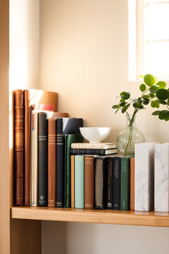 balanced and symmetric bookshelf styling