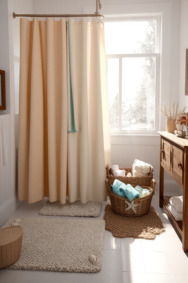 beachy textiles for bathrooms