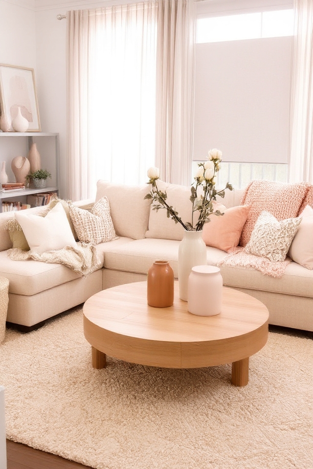 blush pink living room accents