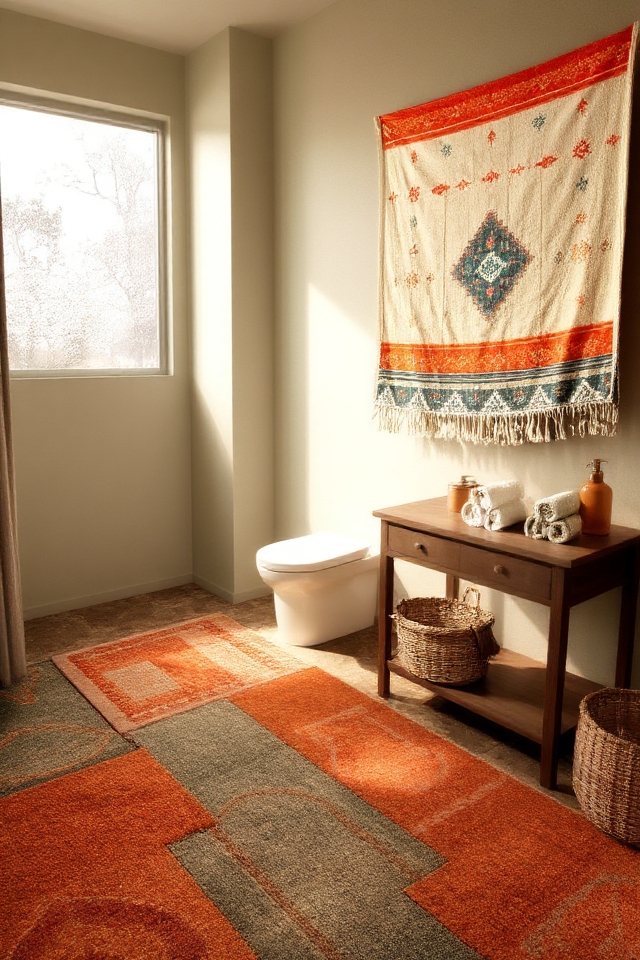 bohemian handwoven bathroom textiles