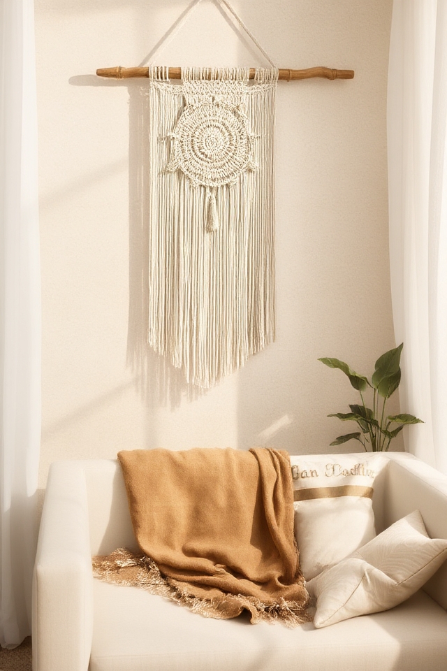 bohemian macrame wall decor