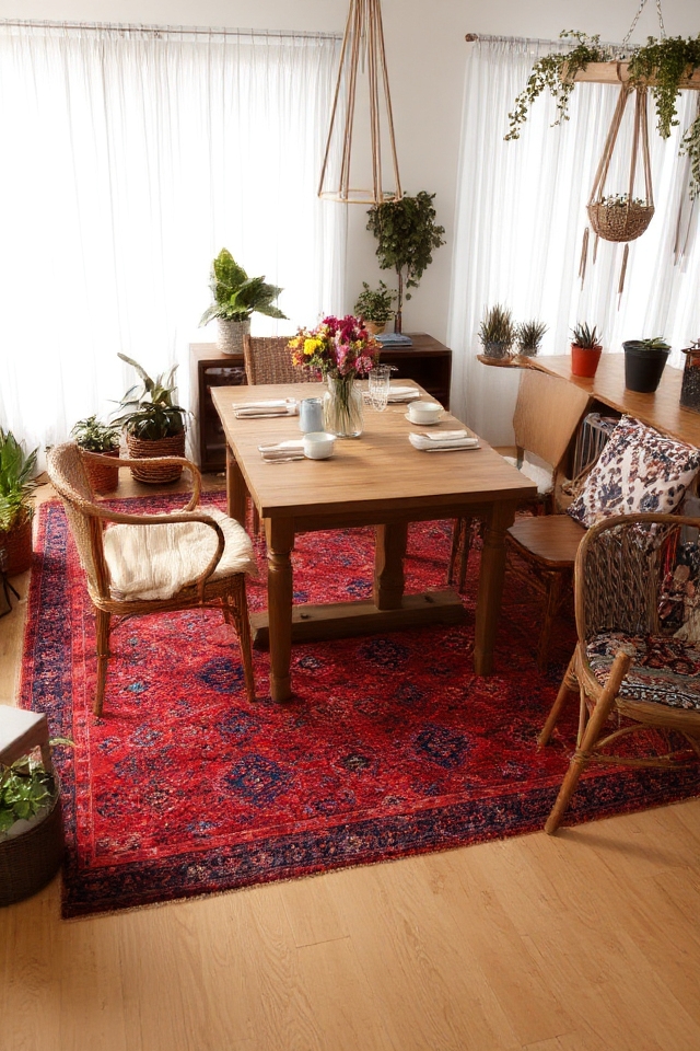 bohemian rugs for dining