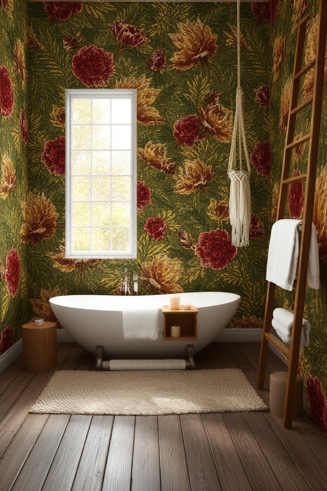 bohemian statement wall wallpaper