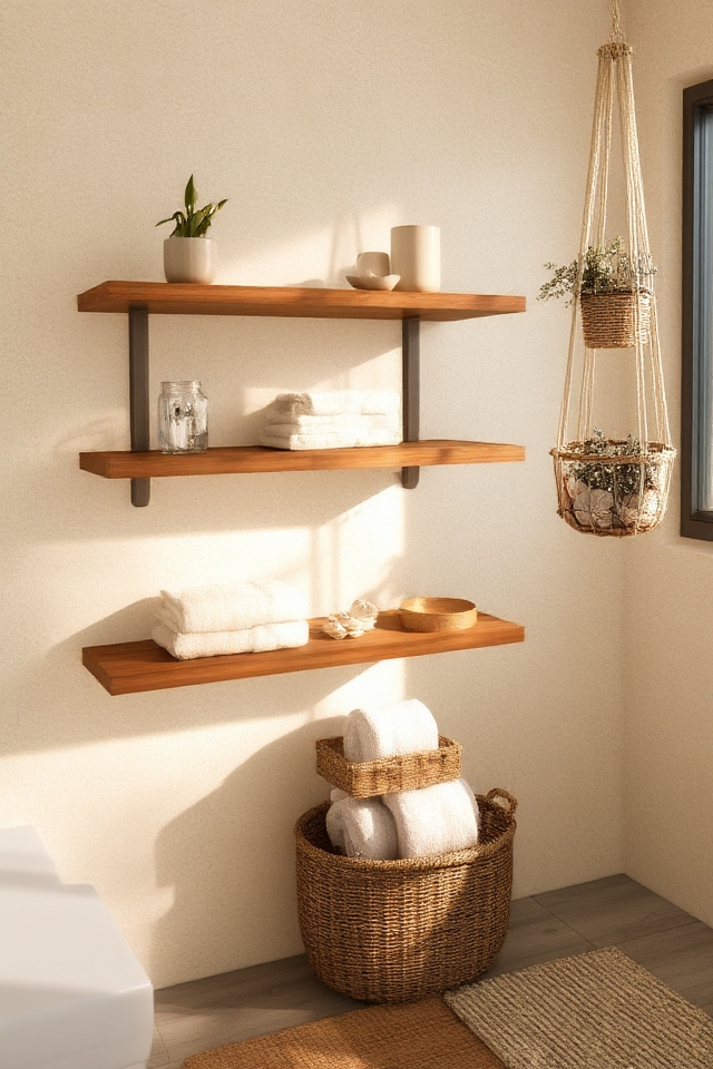 boho open shelving decor