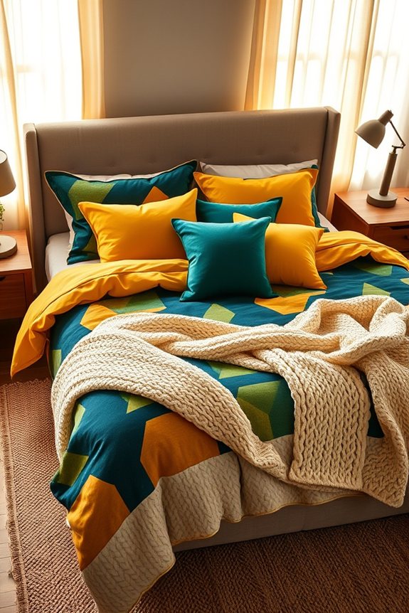 bold bedding enhances ambiance