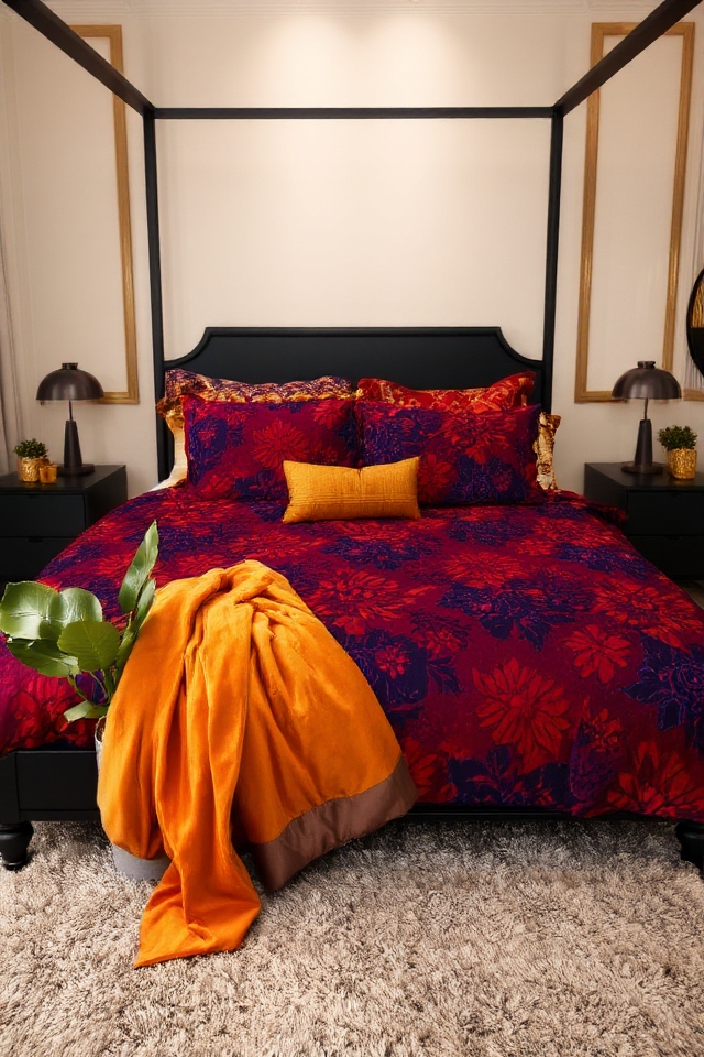 bold bedding for contrast