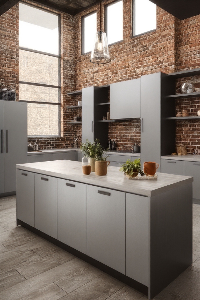 bold industrial kitchen cabinets