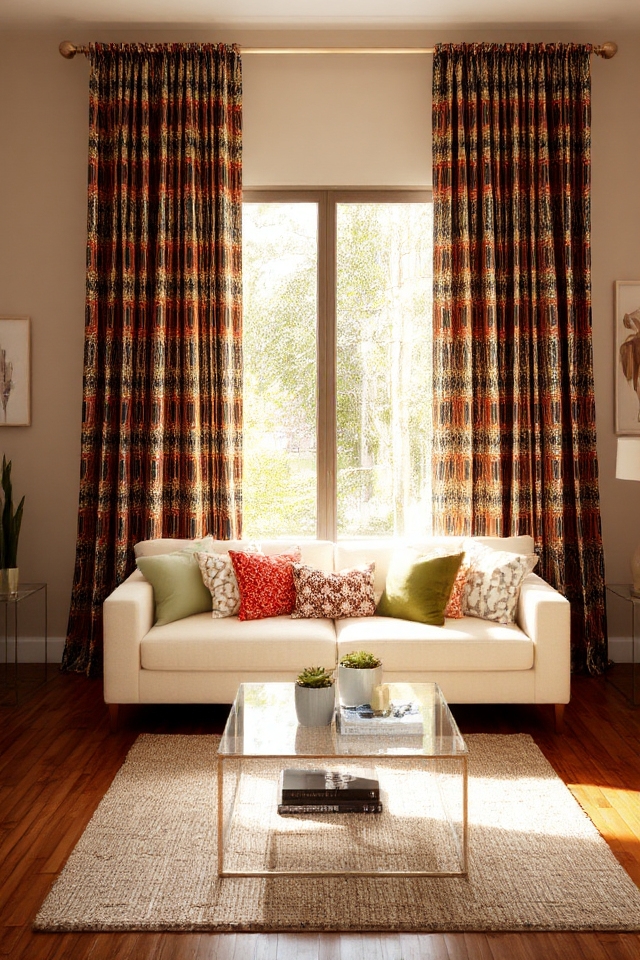 bold patterned living room curtains
