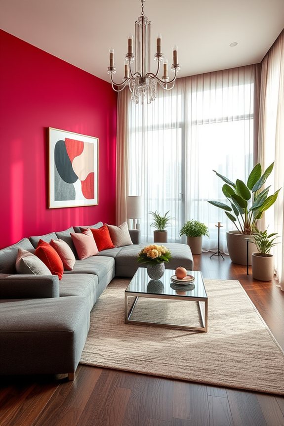 bold raspberry accent wall
