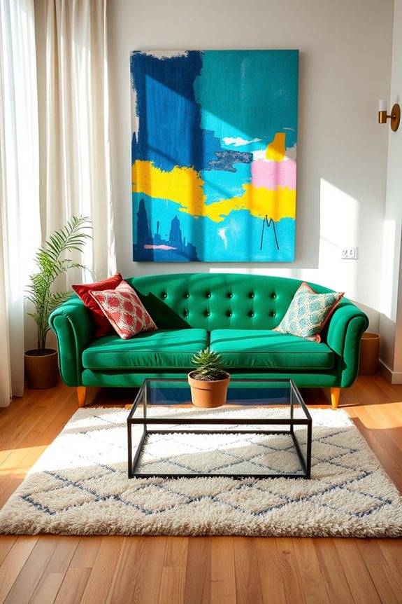 bold sofa as centerpiece