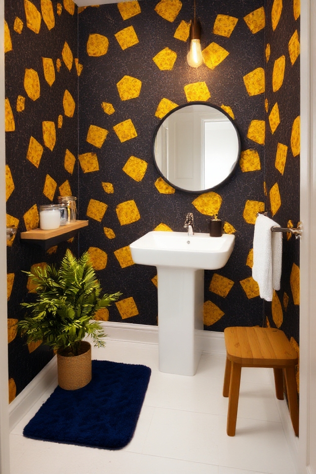 bold wallpaper enhances bathrooms