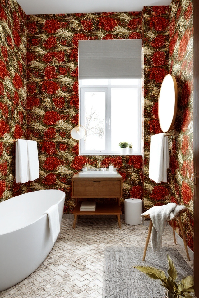 bold wallpaper transforms bathrooms