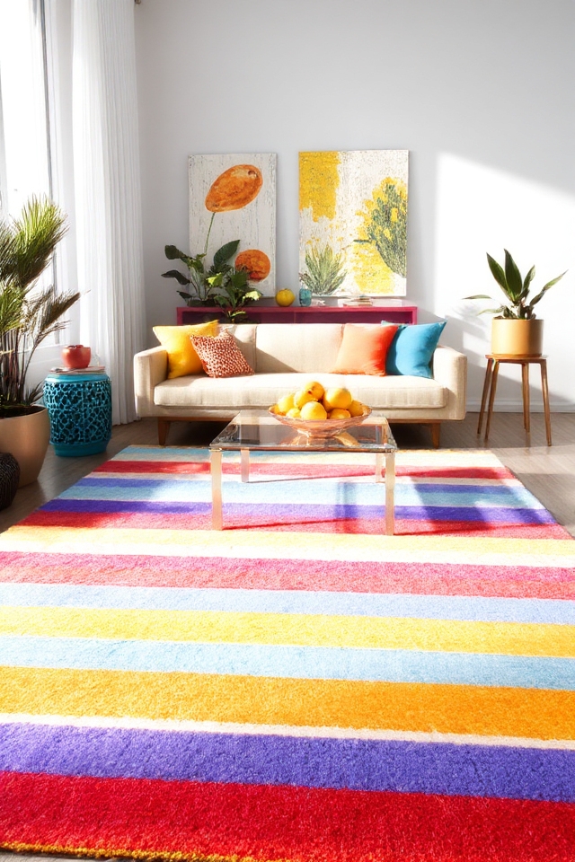 bright striped home decor