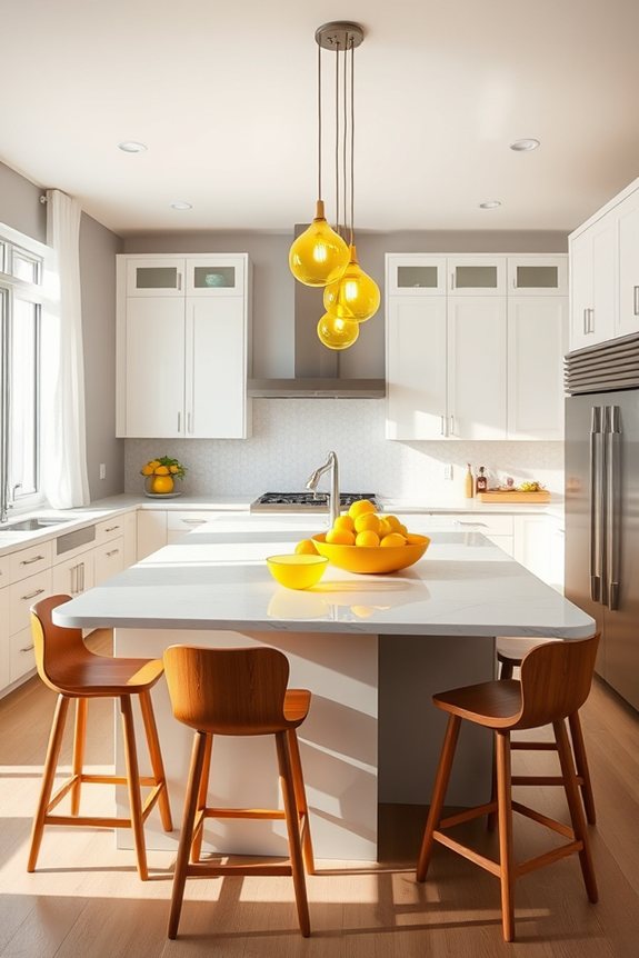bright yellow kitchen lighting