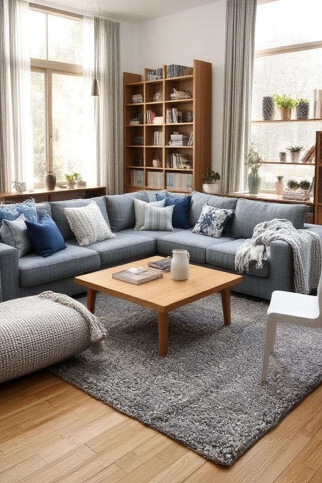 casual denim living room charm