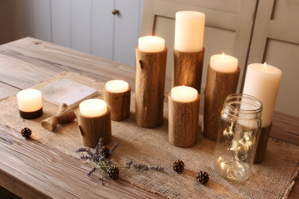 charming natural candle holders