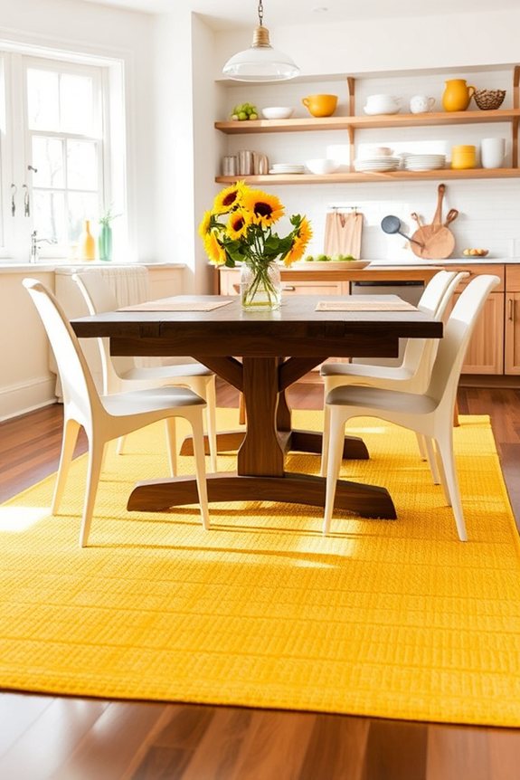cheerful lemon yellow kitchen rugs