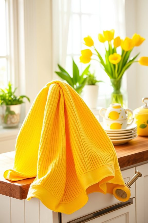 cheerful lemon yellow kitchen towels