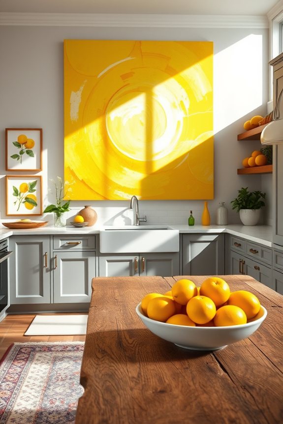 cheerful lemon yellow wall art