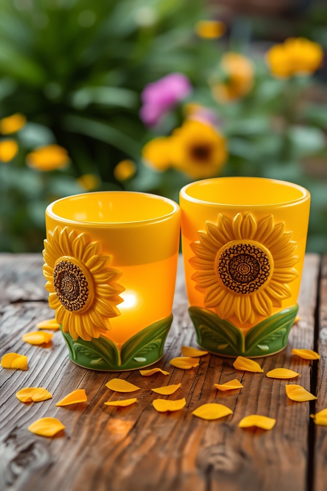 cheerful sunflower candle holders