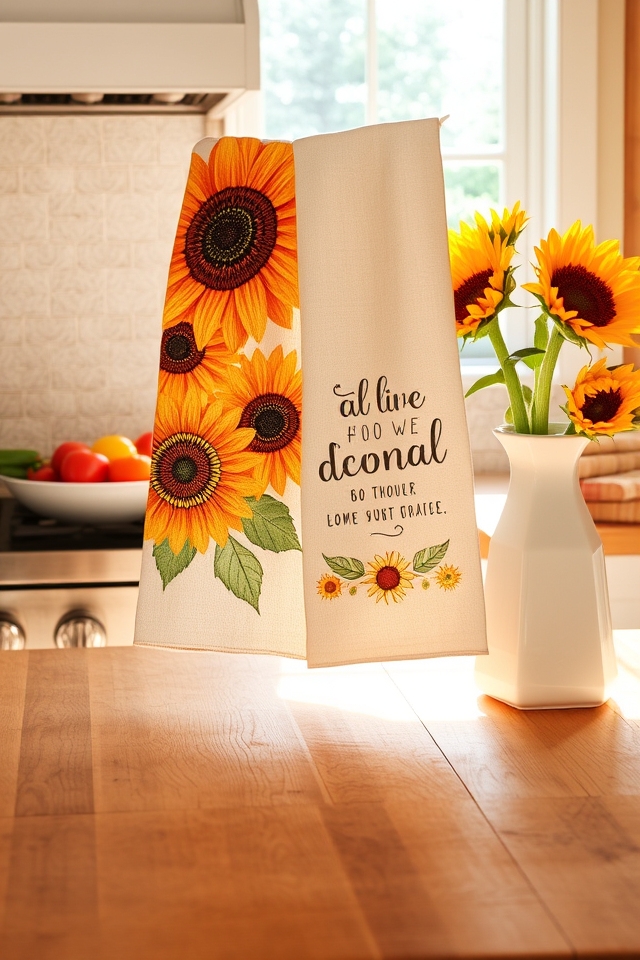 cheerful sunflower kitchen towels