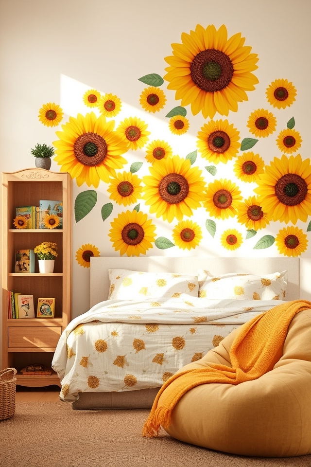 cheerful sunflower wall decals