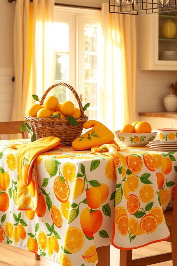 cheerful tropical kitchen textiles