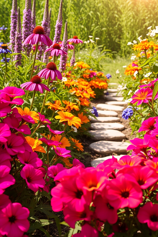 cheerful vibrant flower garden