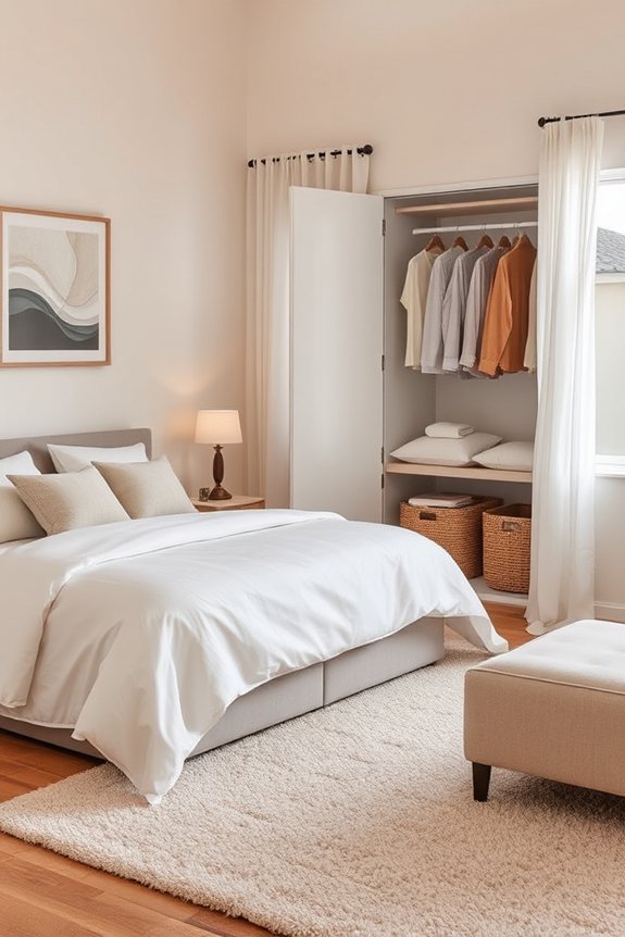 clutter free organized guest room