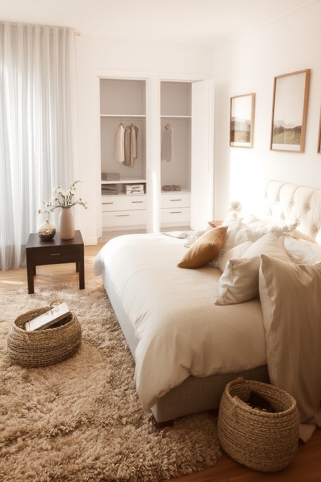 clutter free serene bedroom space