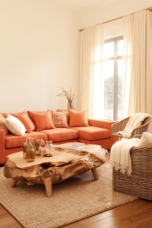 coastal coral and cream decor