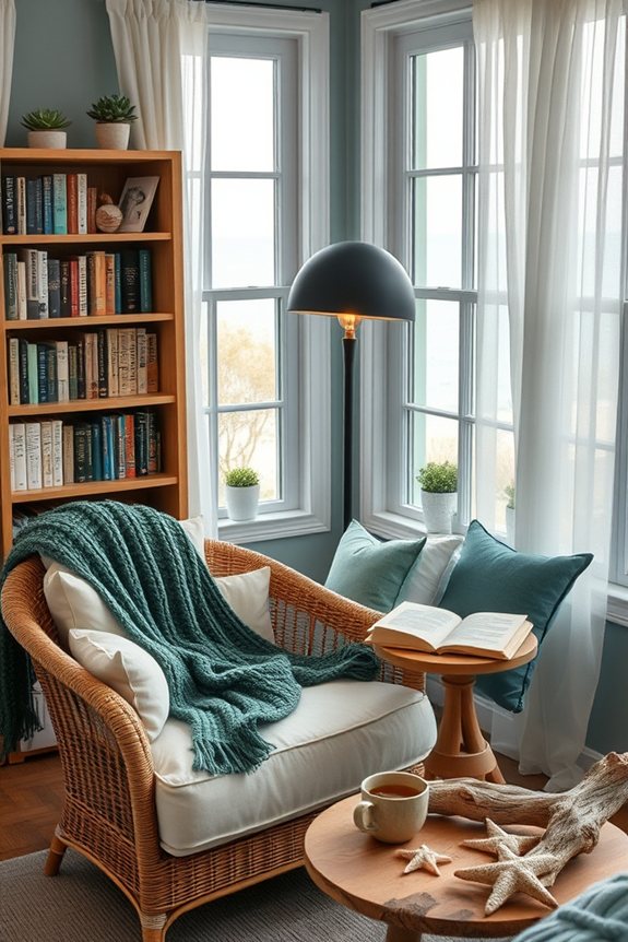 coastal cozy reading nook