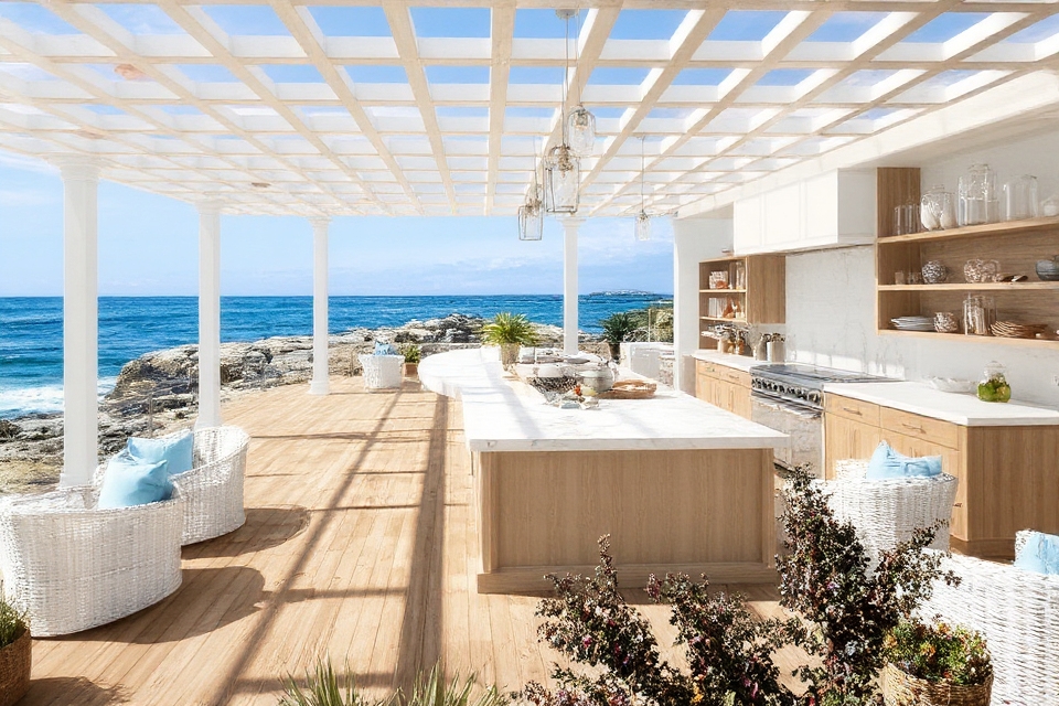 coastal kitchen with ocean views