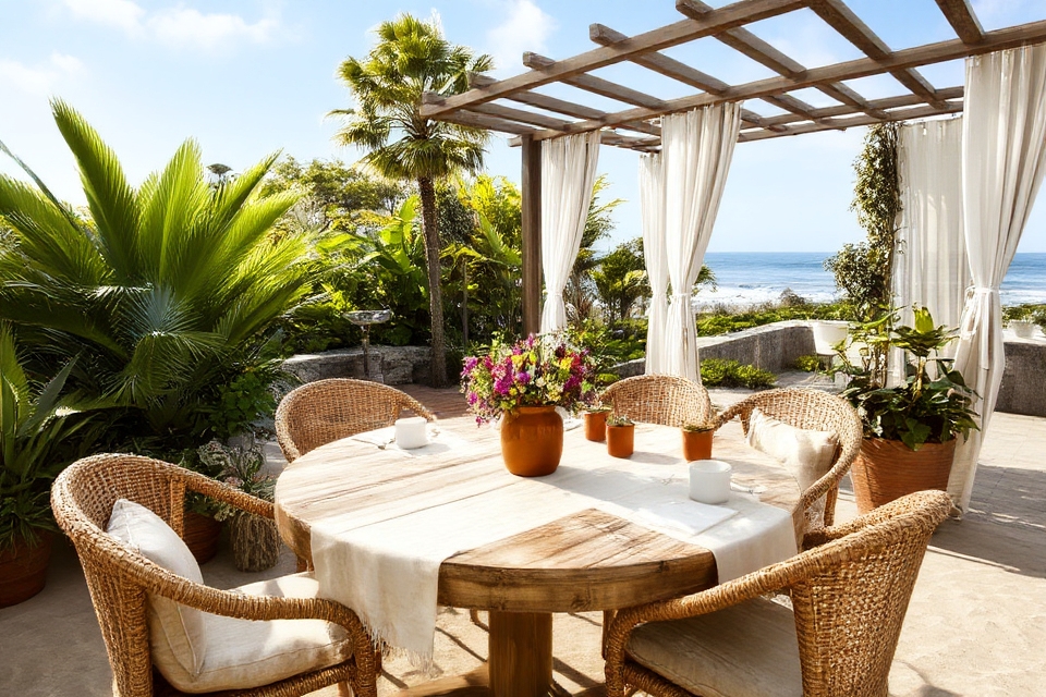 coastal outdoor dining space