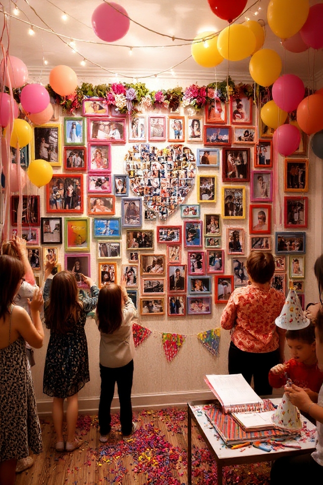 collaborative birthday photo display