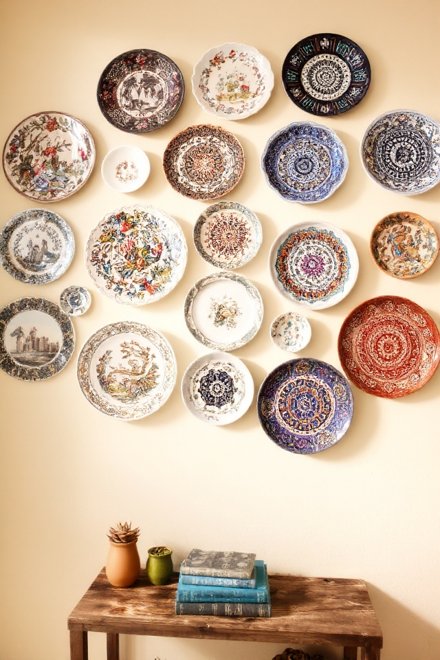 colorful decorative plate display