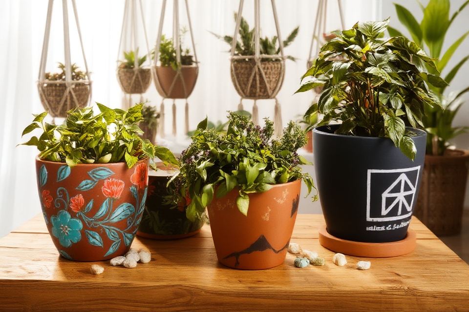 colorful decorative terracotta pots