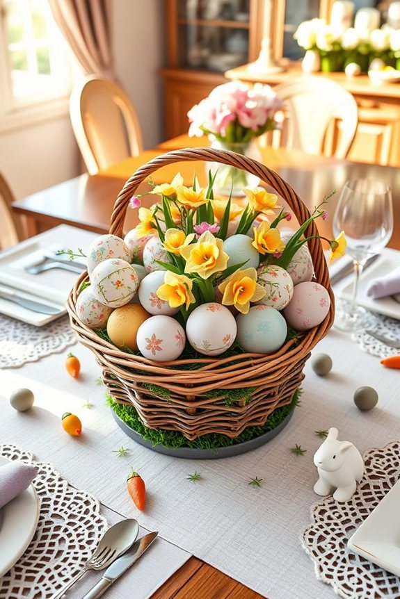 colorful egg centerpiece decor